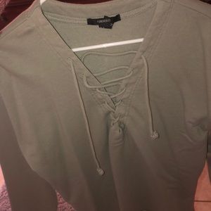 long sleeve lace up sweater